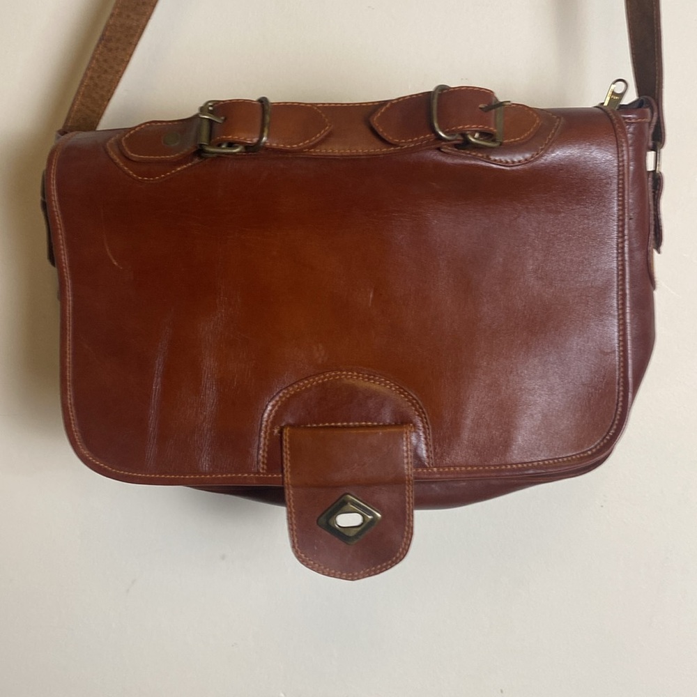 Tobacco brown unisex messenger bag